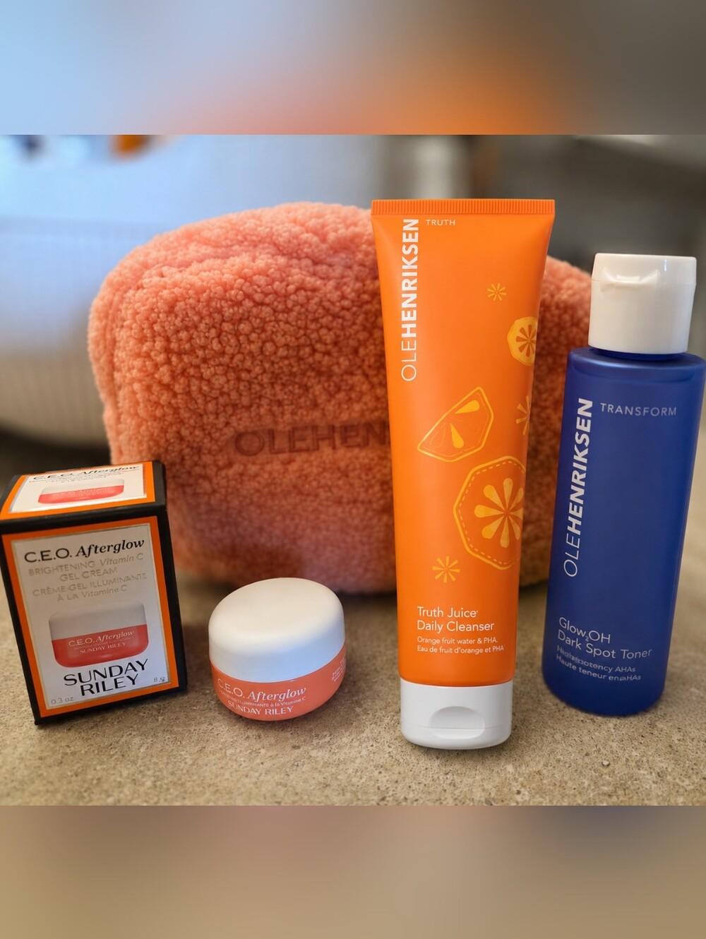 Ole Henriksen + Sunday Riley Brightening Skincare Bundle (4 Pieces + Bag)